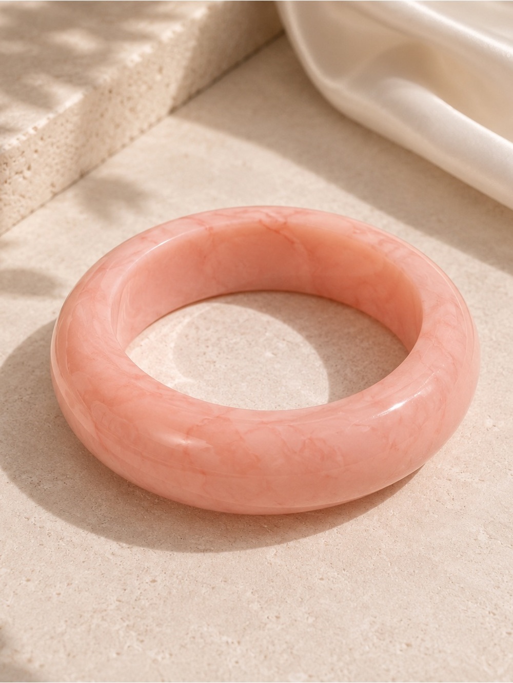 Elegant Pink Marbled Acrylic Bangle Bracelet | SMJ005